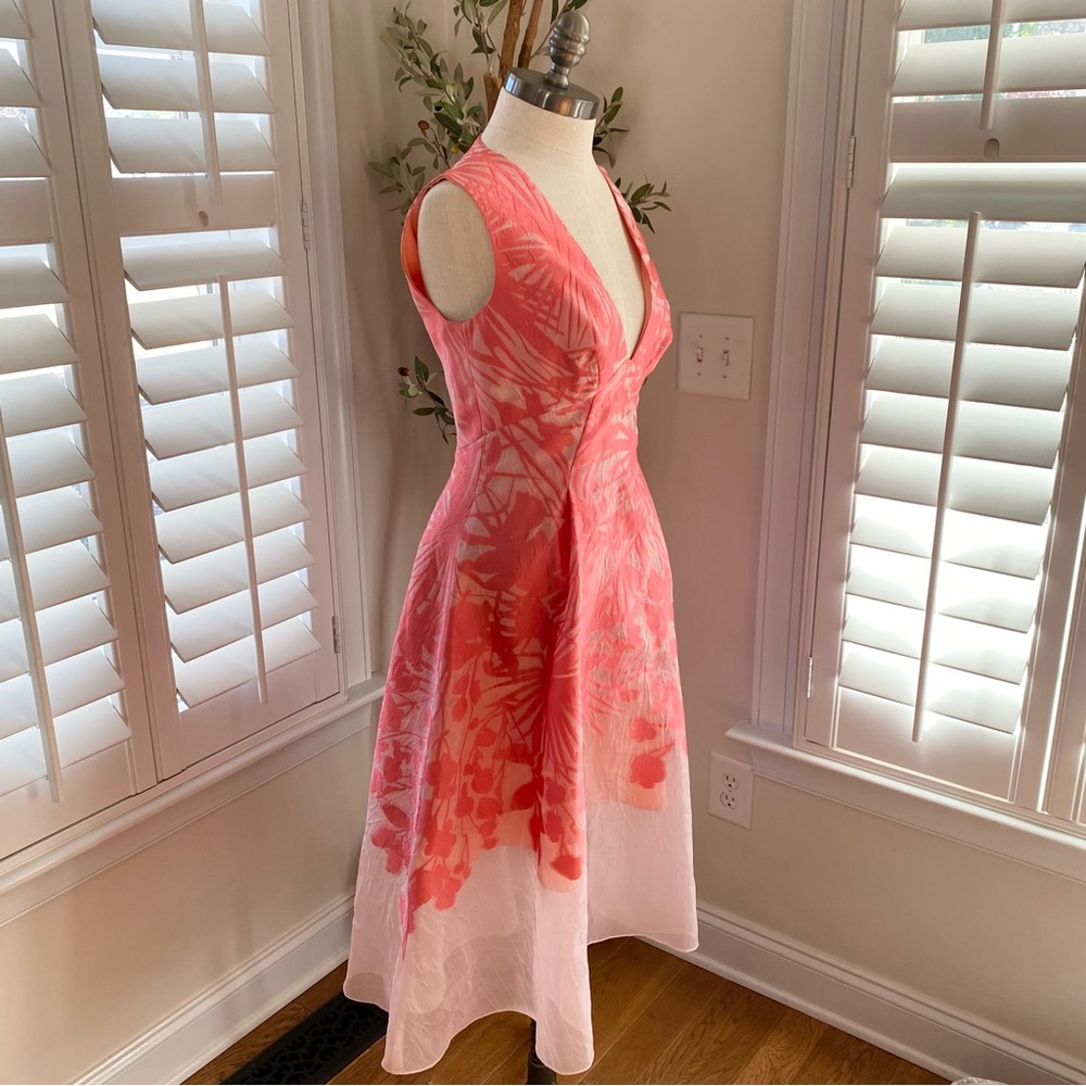 Lela Rose floral boarder fil coupe v-neck dress 12 - Picture 6 of 15